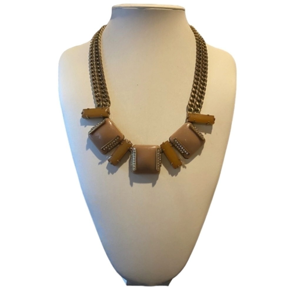 J Crew Rhinestones On Lucite Art Deco Style Choker Collar Statement Necklace